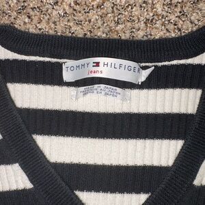 Tommy Hilfiger Black and White Striped Knit